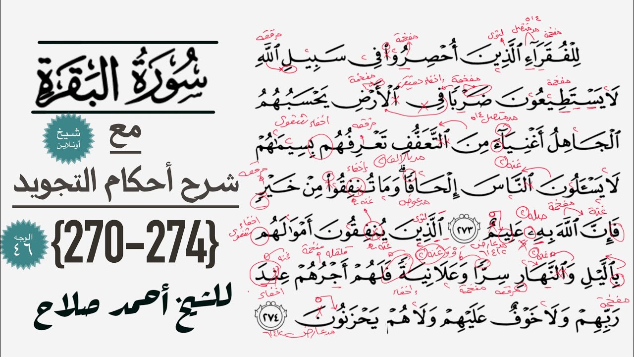 كيف تقرأ سورة البقره مع شرح أحكام التجويد|270-274