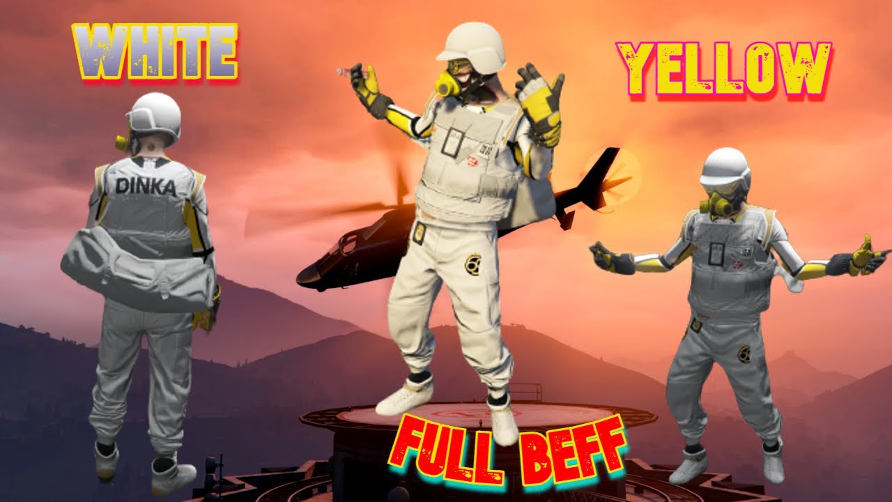 🔥#OUTFITS 💥CONJUNTO COMPLETO🔥 #FULL #BEFF #WHITE/YELLOW LOGOS HOMBRERAS #GTA5 #ONLINE ALLCONSOLAS