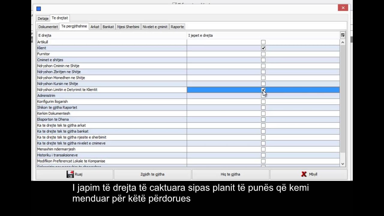 Percaktimi i e drejtave te perdoruesve