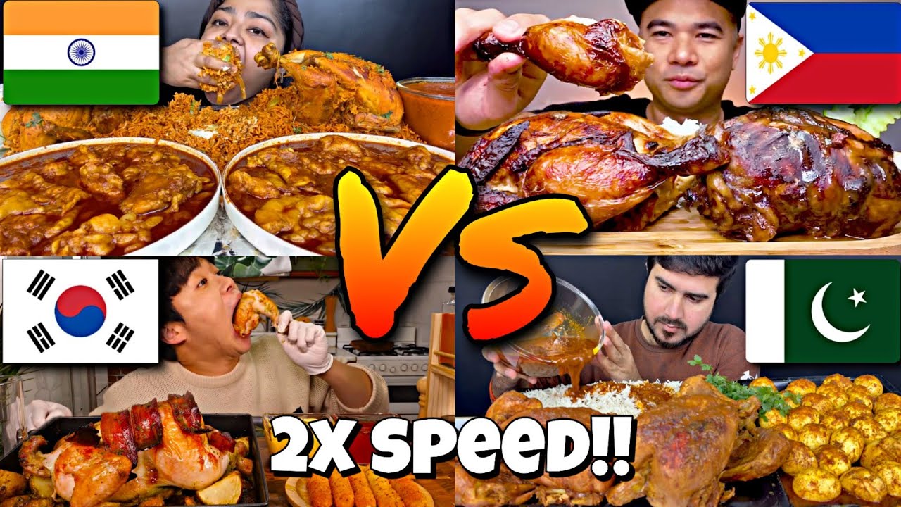 2x speed!🔥ASMR MUKBANGERS Around The WORLD Eating WHOLE CHICKEN🇮🇳🇰🇷🇵🇭🇻🇳FAST MOTION Spicy food EATING