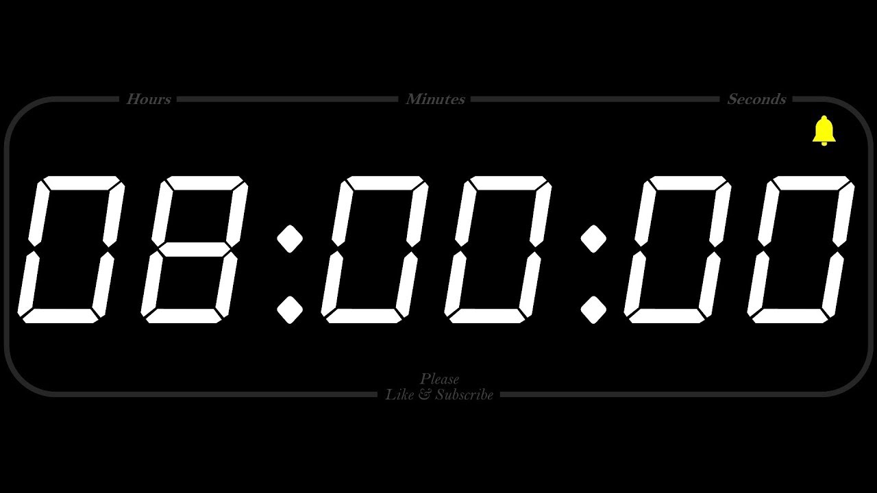 8 Hour - TIMER & ALARM - 1080p - COUNTDOWN