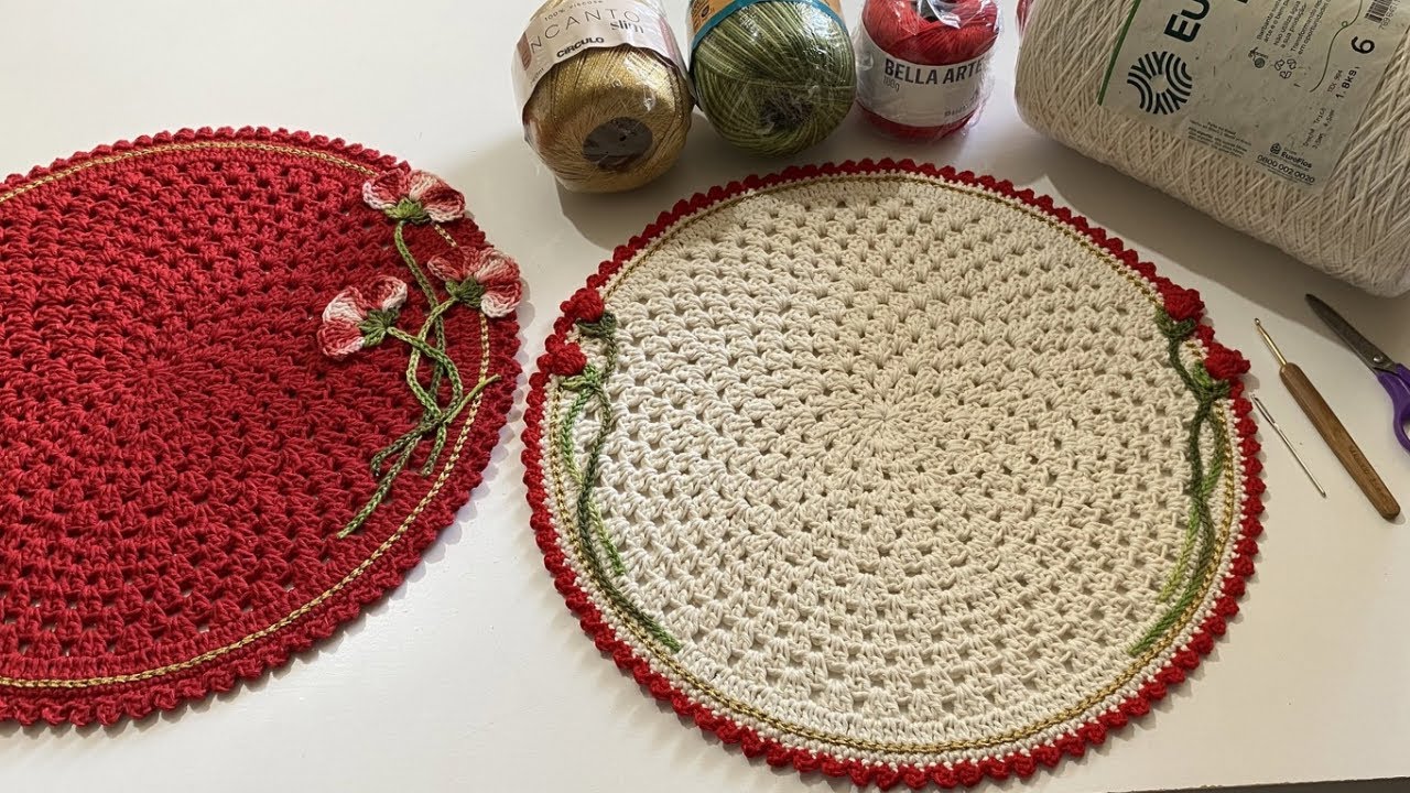 Passo a passo: 🌺Sousplat muito fácil!!! Uma base: inúmeros modelos! #crochet #handmade #crocheteira 