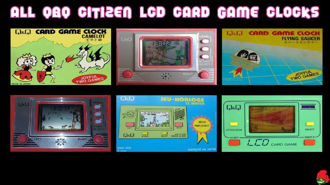 All Q&Q LCD Card Game Clocks & Game and Watch Compilation - Citizen Q&Q 液晶カードゲームクロック.