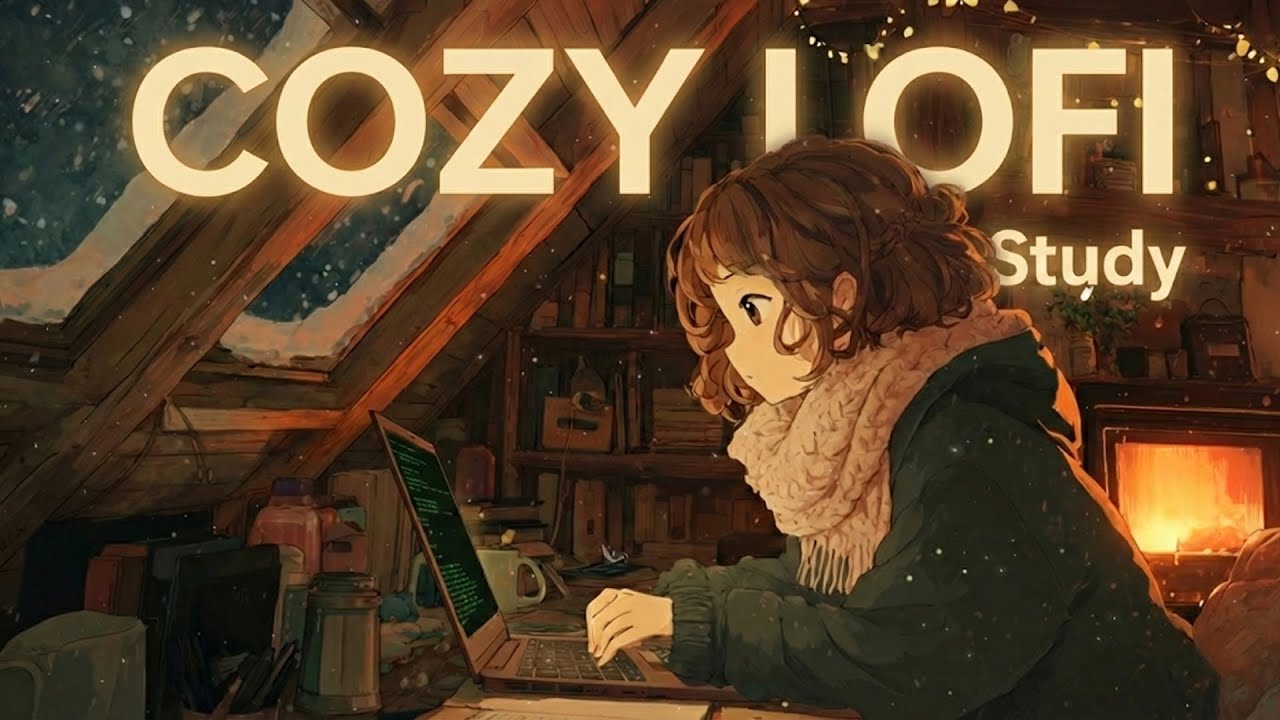 Cozy Winter Attic ❄️ Lofi Beats for Deep Focus 💻 Warm Fireplace & Snowfall