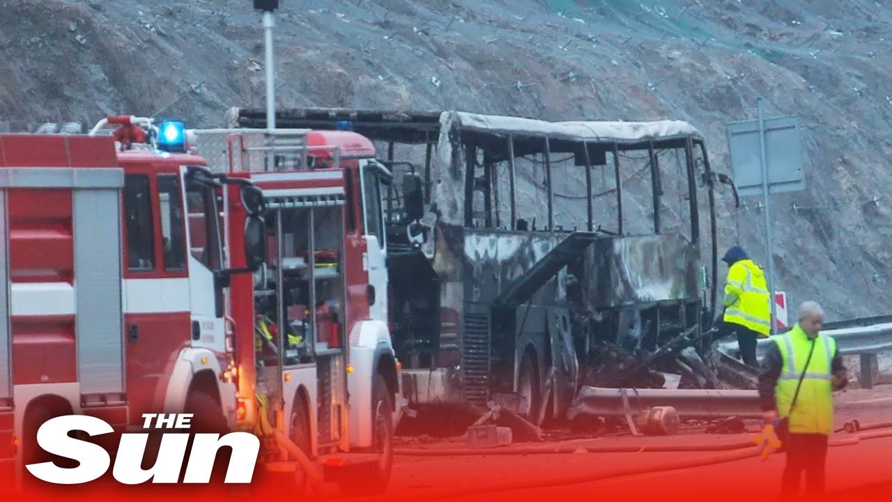 Bulgaria bus fire: 12 children among 46 people killed in highway crash
