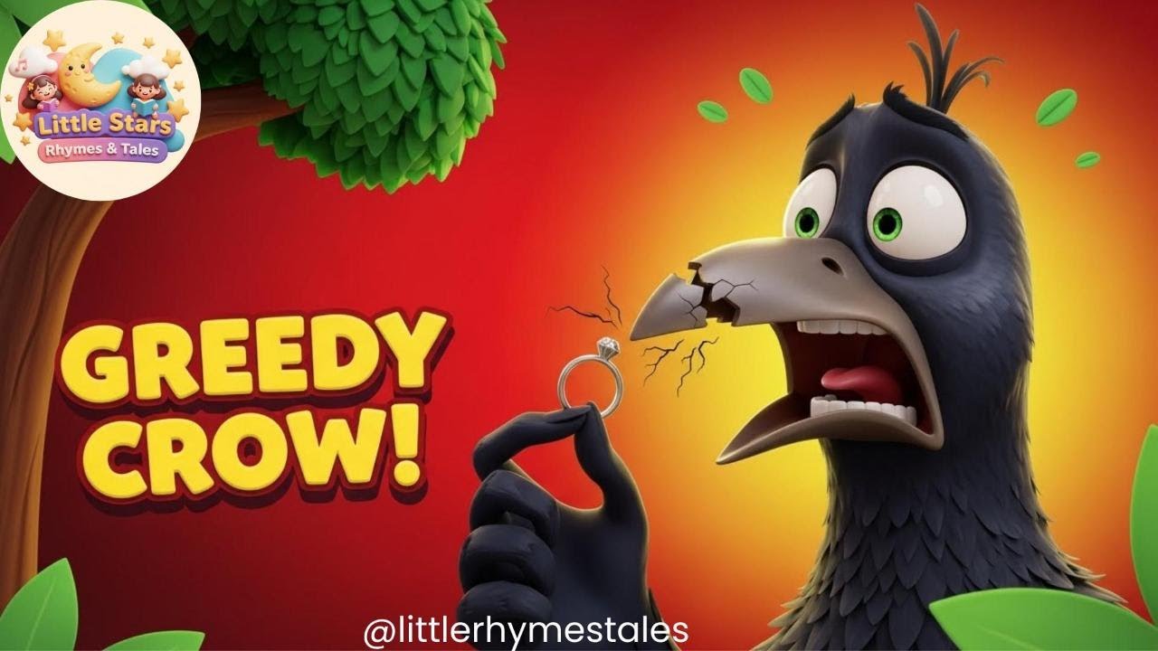 The Greedy Crow and the Broken Beak 🐦  Moral Story for Kids  Learn About Greed