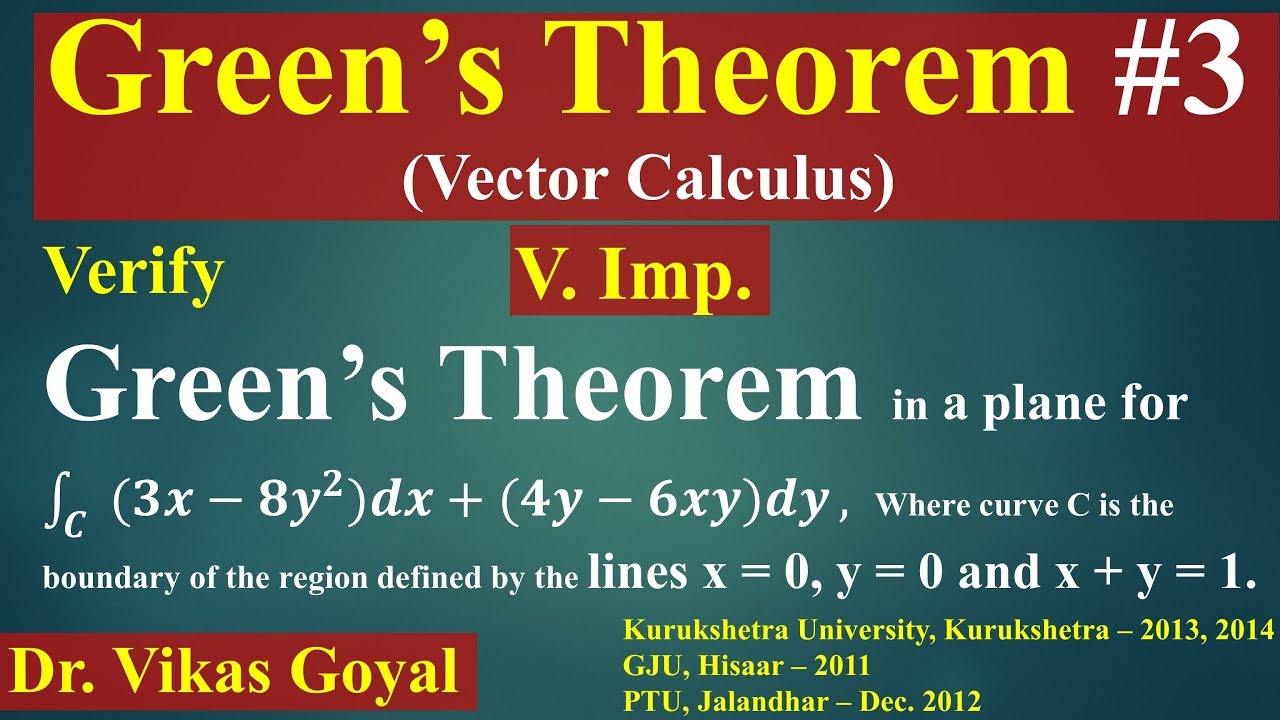 Green's Theorem #3 in Hindi (V.Imp) | Vector Calculus | Engineering Mathematics