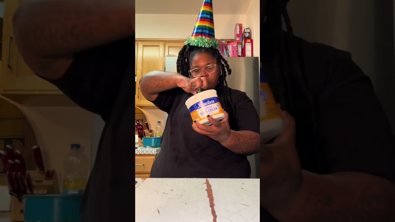 Do not try this at home sour cream is for EATING NOT DRINKING ! #tacos #sourcream #stitch #fyp