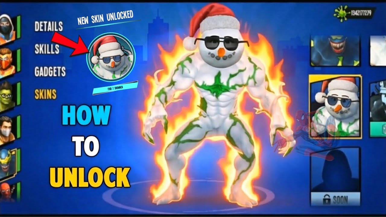 How To Unlock Venom Snow Man Skin Spider Fighter 3 Game