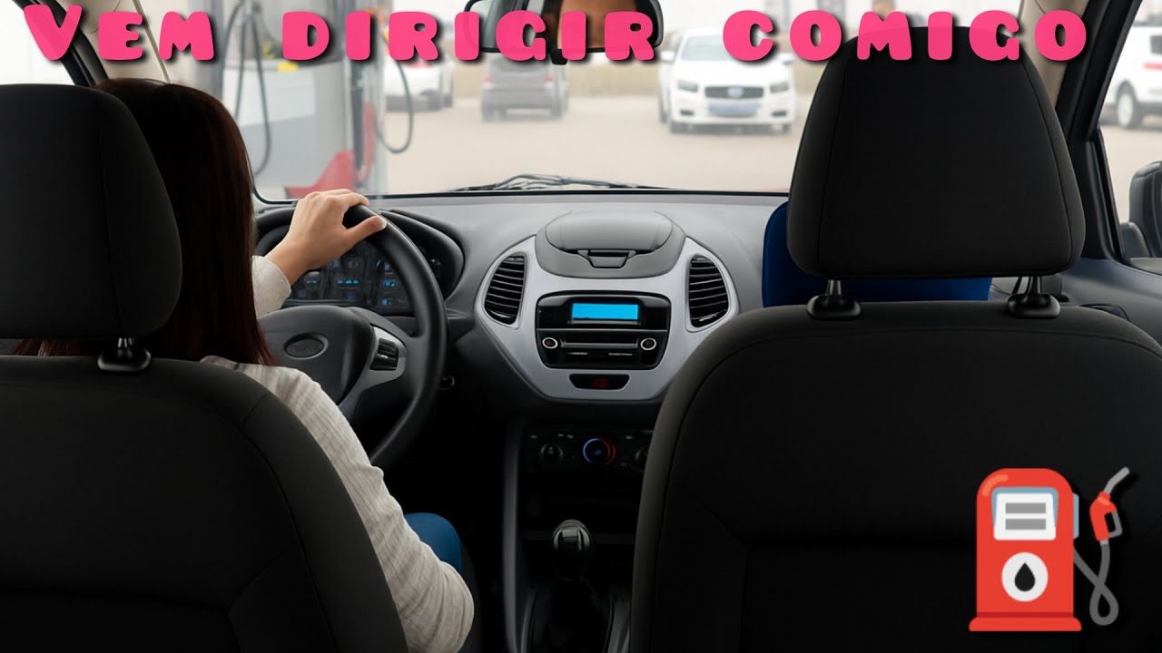 VAMOS ABASTECER COMIGO na neblina , dirigindo carro manual  fordka #cnh #mulherdirigindo