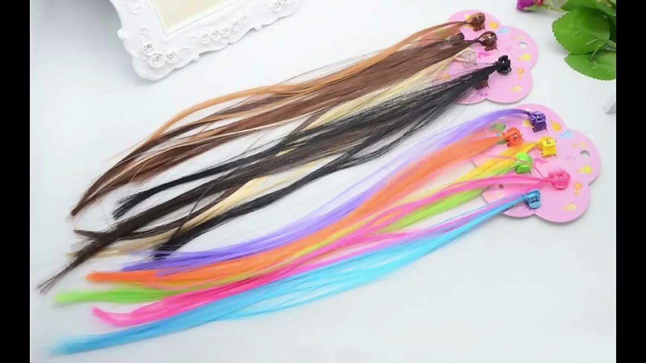 Kids Hair Extensions Hair Braids with Hair Clips, Girls Colored Twist Braid Wig