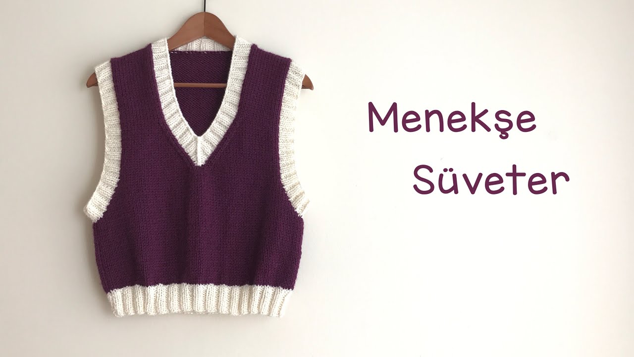 Menekşe Süveter | Crop Süveter | Knitting Sweater Vest | Easy Cropped Vest Pattern