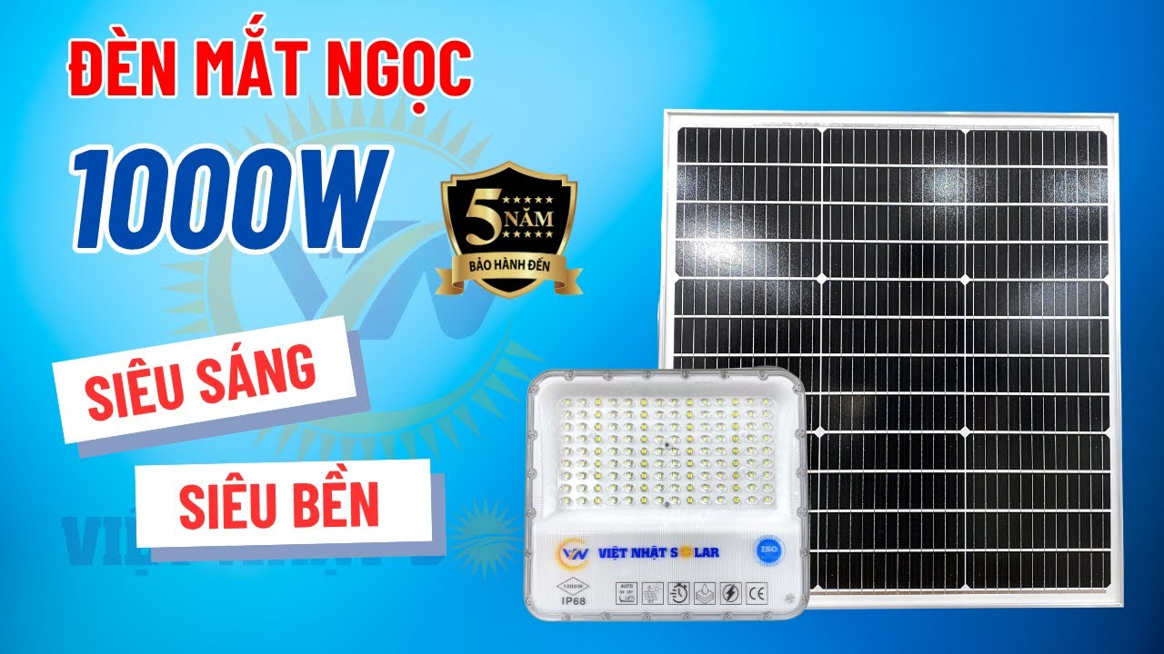 Đèn năng lượng mặt trời - Đèn mắt ngọc 1000w - Thiết kế hiện đại, diện tích phủ sáng lên đến 400m2