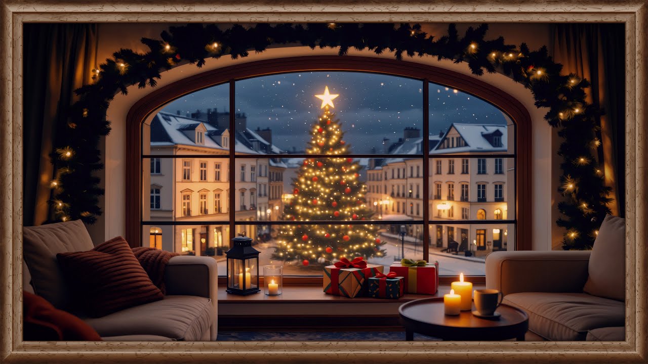 Christmas Tree Window 4K Frame TV Art – 2 Hour No Music Screensaver