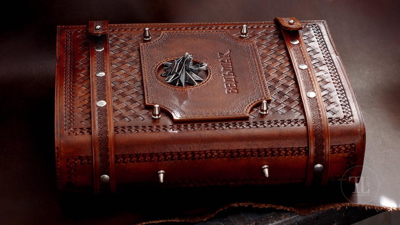 Making a leather book cover about the Witcher Geralt. Leather craft.