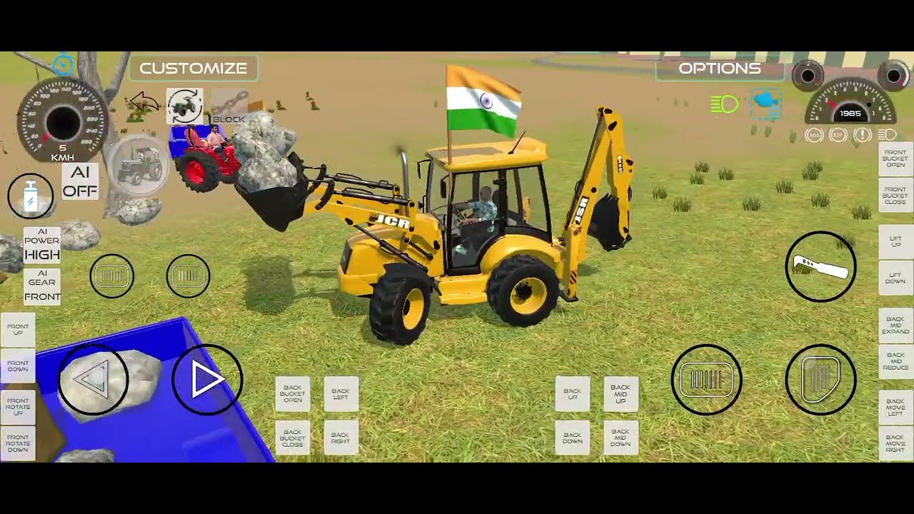 JCB or 3 tractor 🚧 JCB se tractor me pathar bhare Gaye 🎮😱