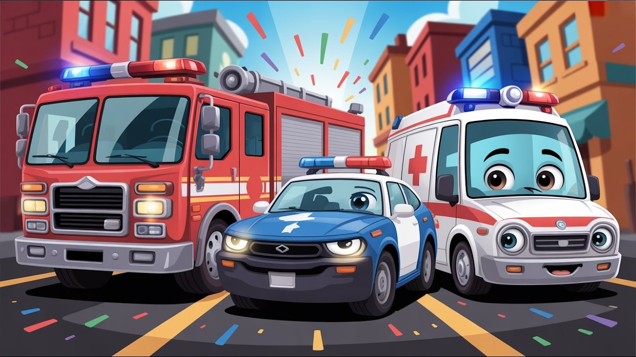 Fire Truck Police Car Ambulance for Toddlers | Kids Song#tinytalestv #nurseryrhymes