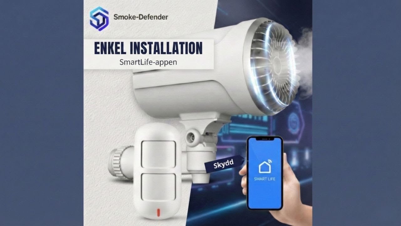 Installation av inbrottsskyddande dimgenerator Smoke-Defender | SmartLife-guide