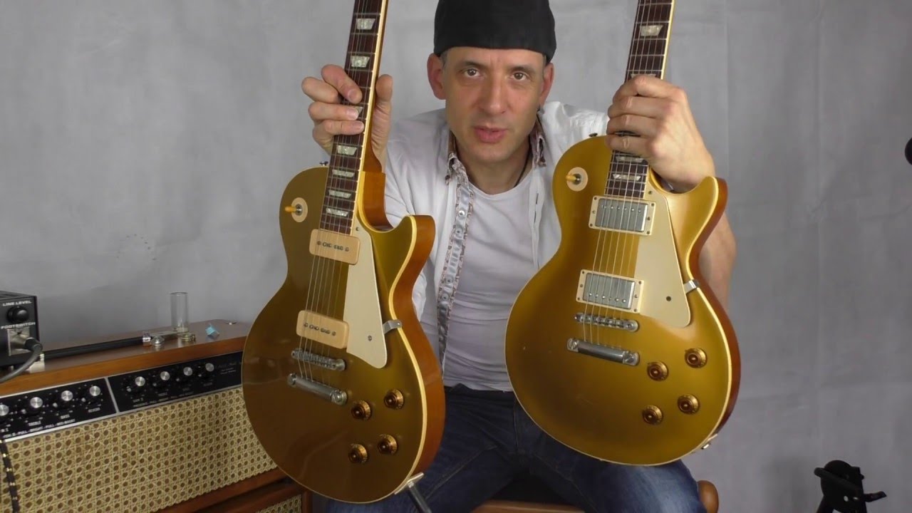 Comparison of a 1956 and a 1957 Gibson Les Paul Goldtop Customshop Murphy aged