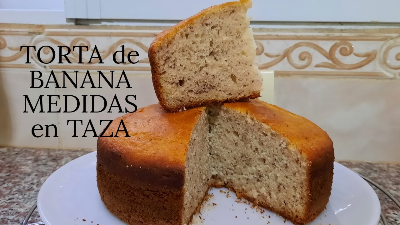 TORTA de BANANA  de un HUEVO receta Fácil BIZCOCHUELO ESPONJOSO con aceite y Harina Leudante