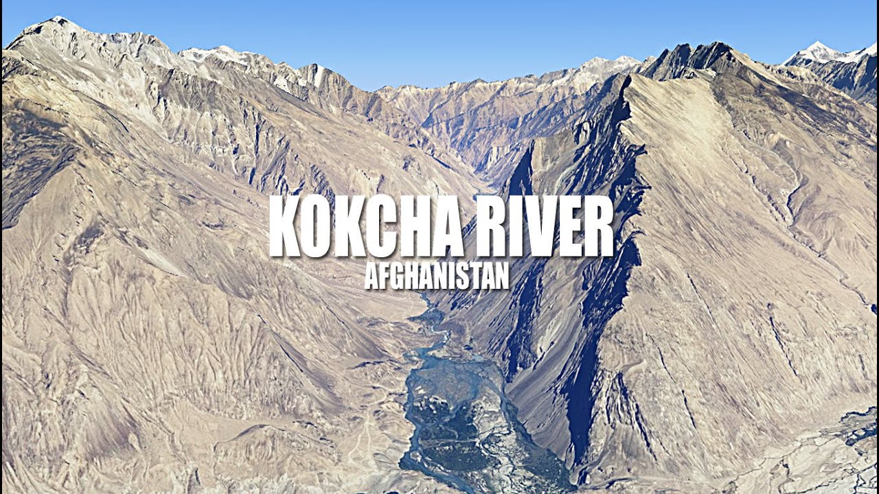 Aerial view of Kokcha River northeastern Afghanistan.