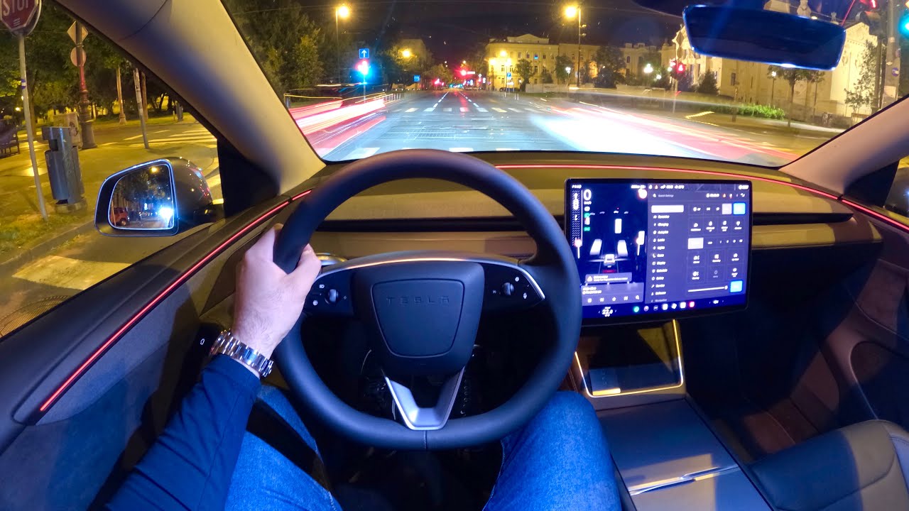TESLA MODEL Y FACELIFT (JUNIPER) 2025 - NIGHT POV test drive (PURE DRIVING) Long Range AWD