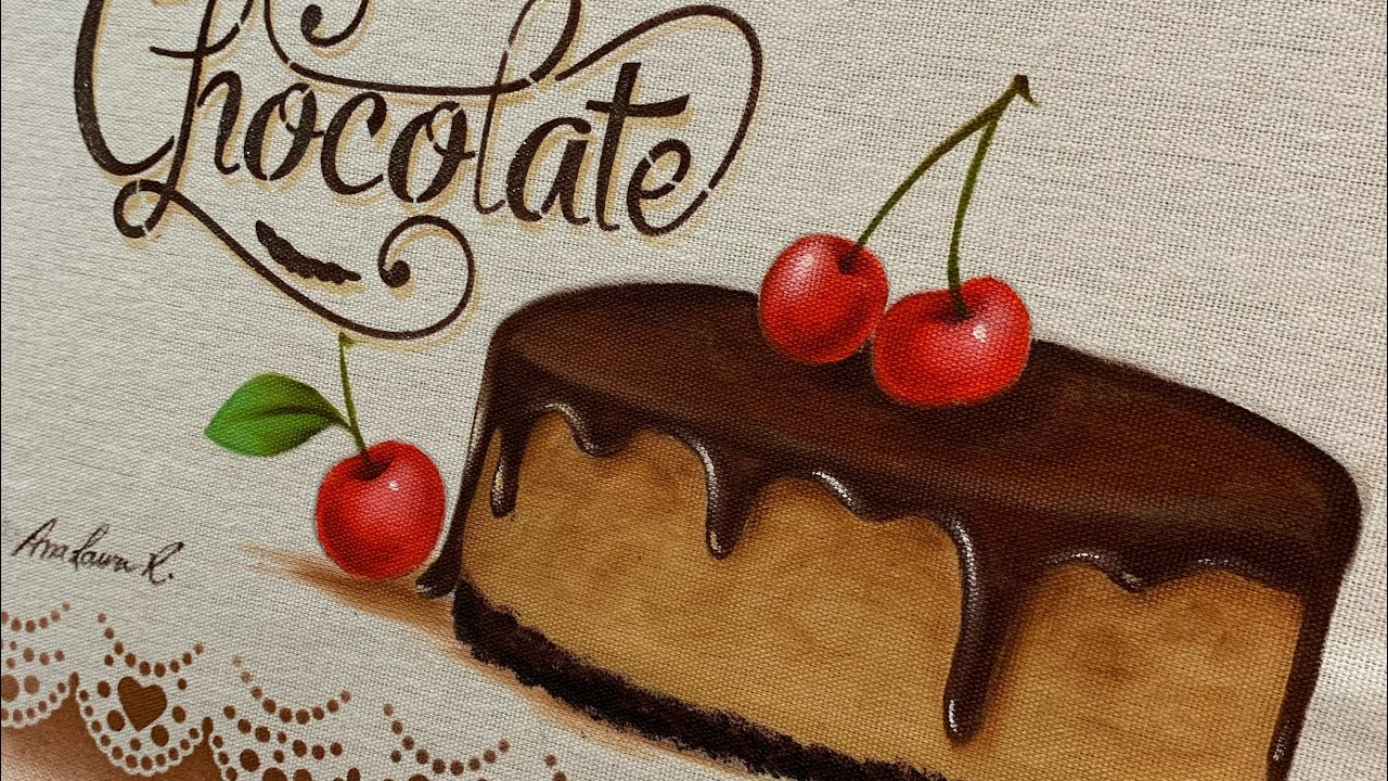 Aula de Pintura em Tecido pra iniciantes- Bolo com cereja