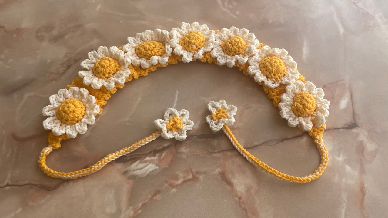 Papatya saç bandana modeli yapımı #crochet
