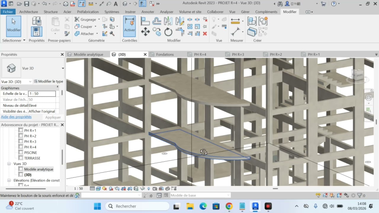 Présentation d'un plan de coffrage professionnel avec revit structure 