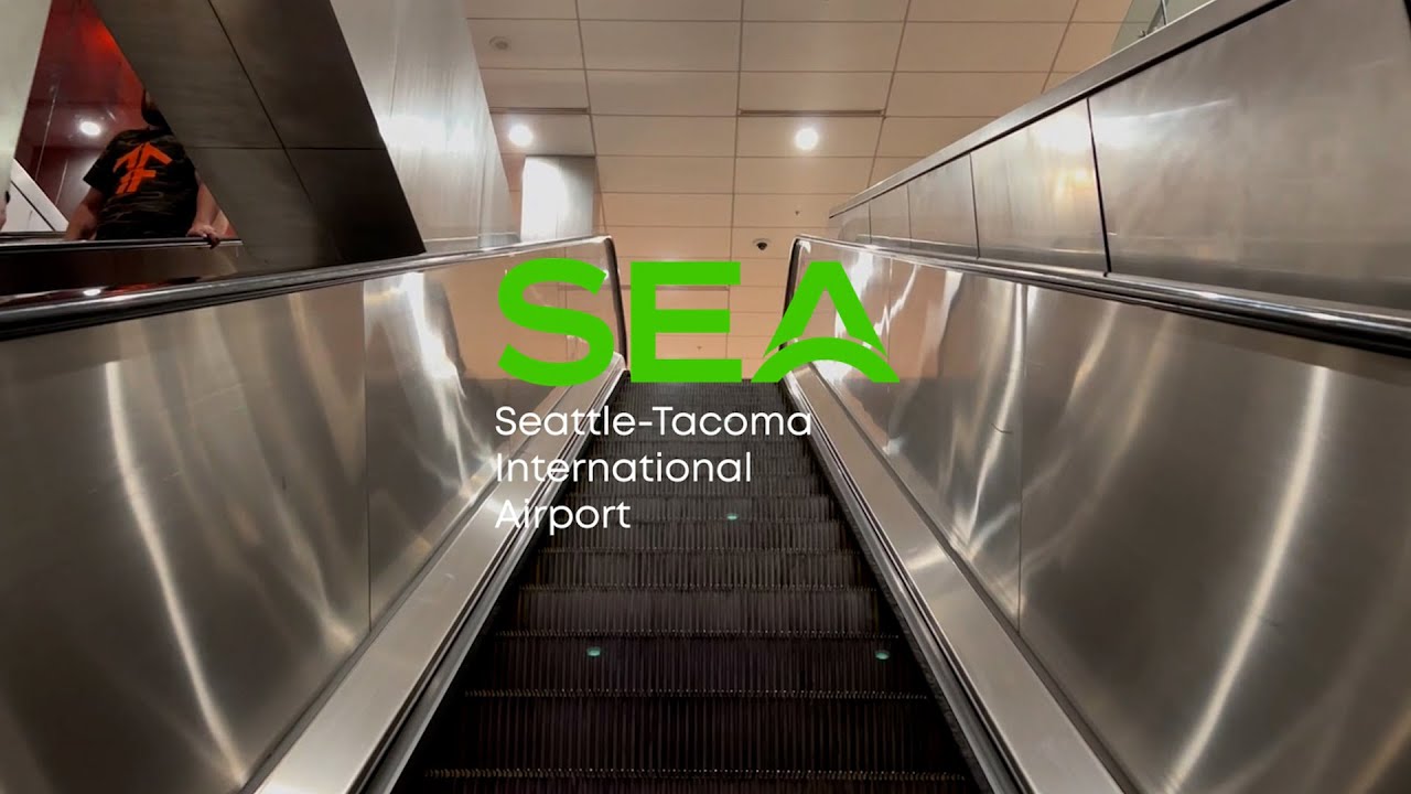 KONE Double-File Escalators To Train - SEATAC International Airport - Seattle, WA