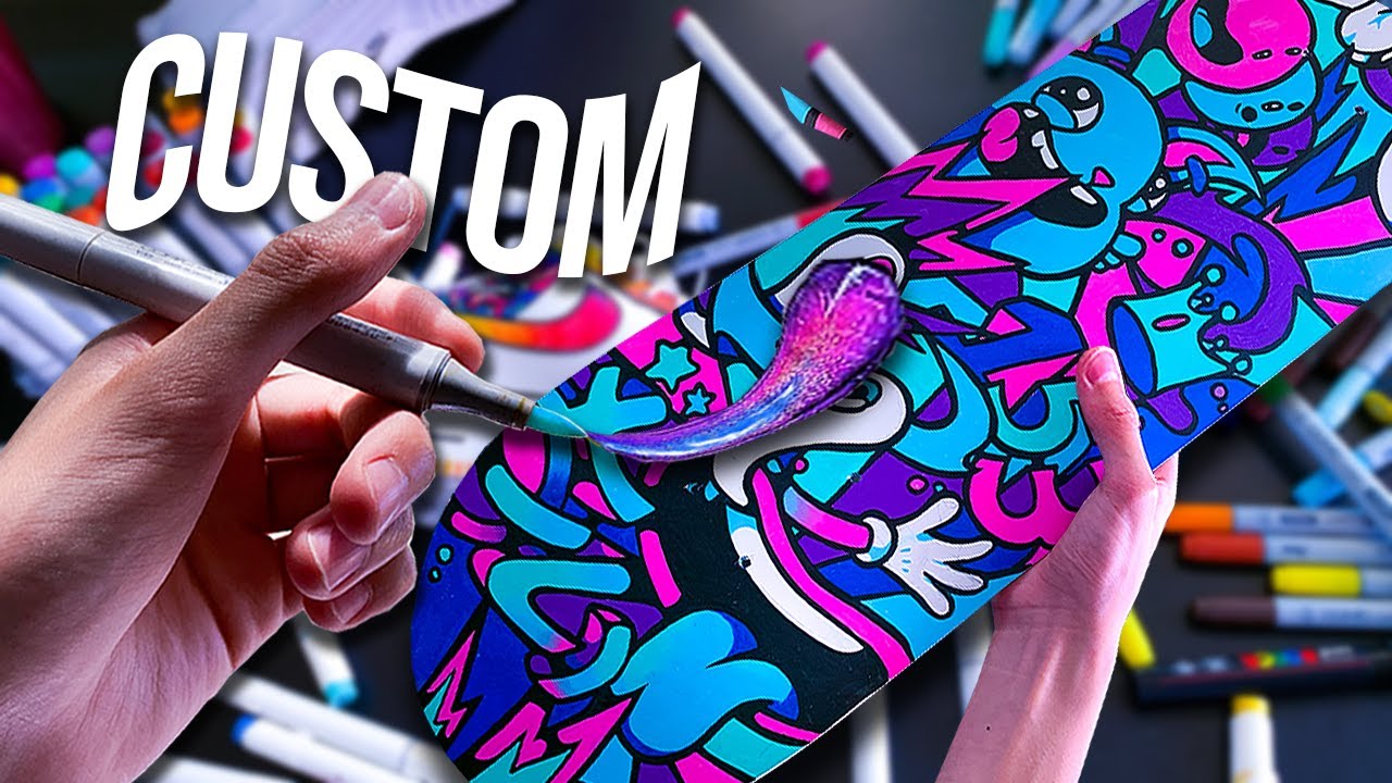 MY FIRST CUSTOM SKATEBOARD !! 🎨🛹 (Giveaway)
