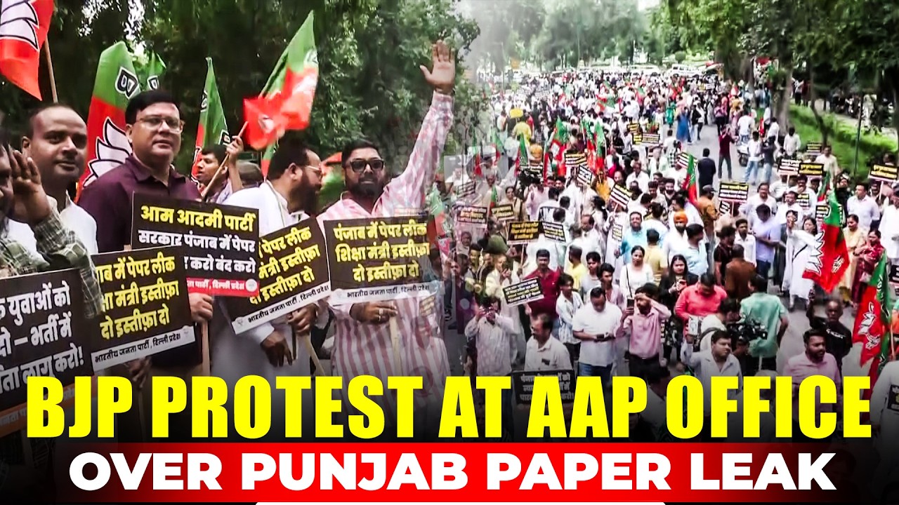 WATCH LIVE: BJP Protest outside AAP office in Delhi over Punjab Paper leak