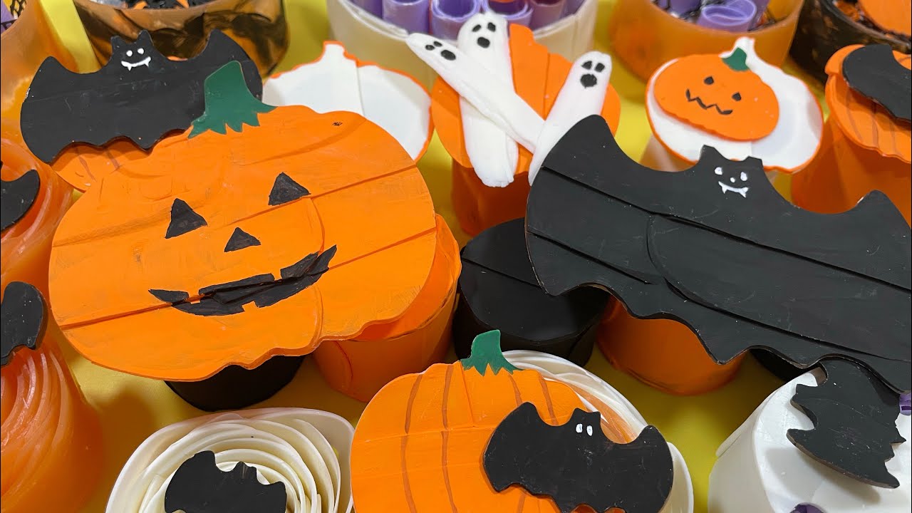 Halloween ASMR Soap Crushing | Crunchy soap roses, curls, plates and boxes with starch