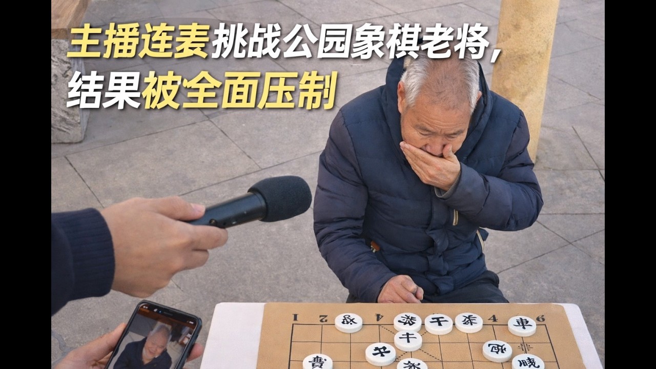 主播连麦挑战公园象棋老将，结果被全面压制