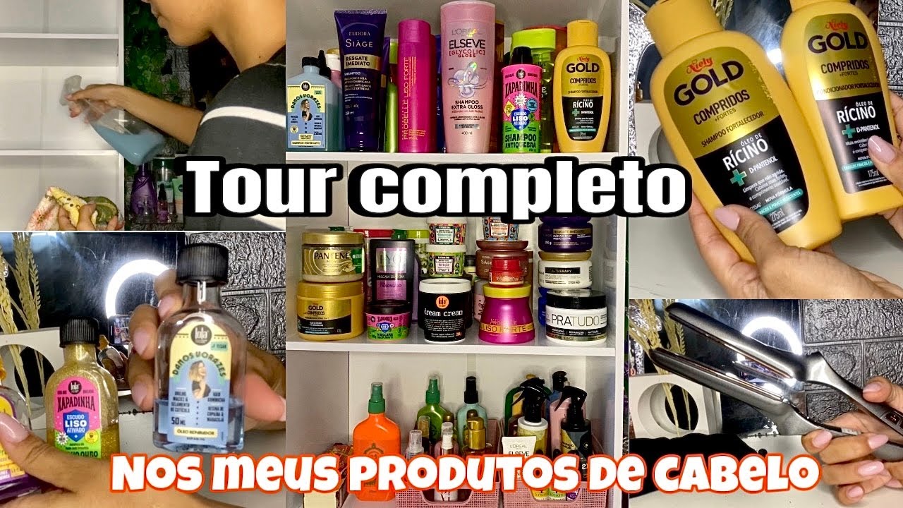 TOUR NOS MEUS PRODUTOS DE CABELO | MEU CANTINHO FICOU PRONTO 🎉🧖🏻‍♀️🎀✨