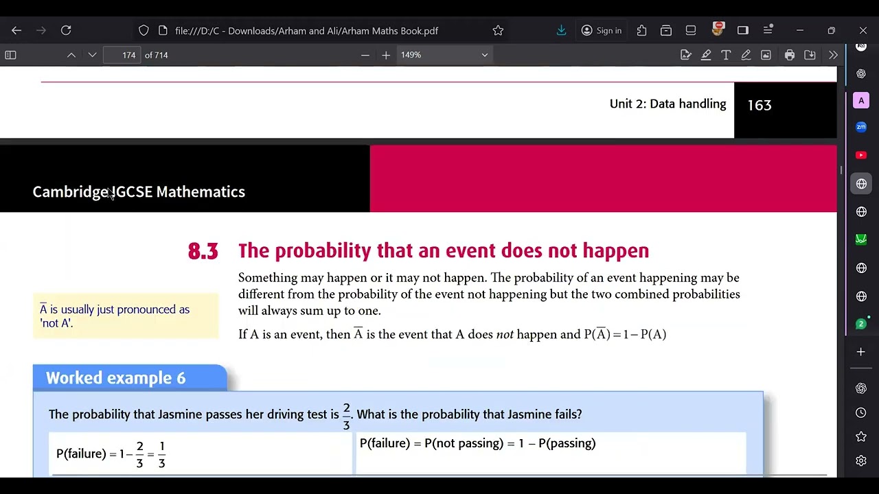 Chapter 8 Probability IGCSE Maths Lecture Part 1