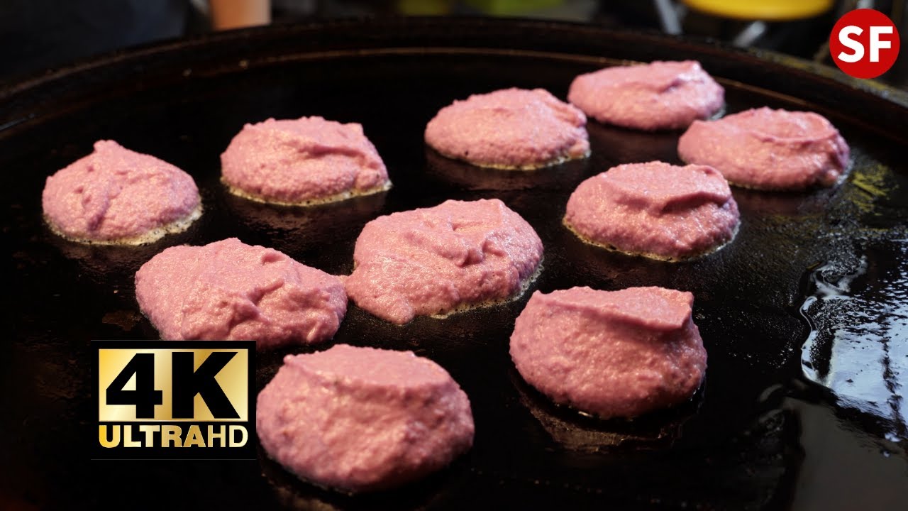 南投特有名山藥紅薯餅—台灣夜市小吃  Nantou Traditional Food Purple Yam Cake-Taiwanese Street Food