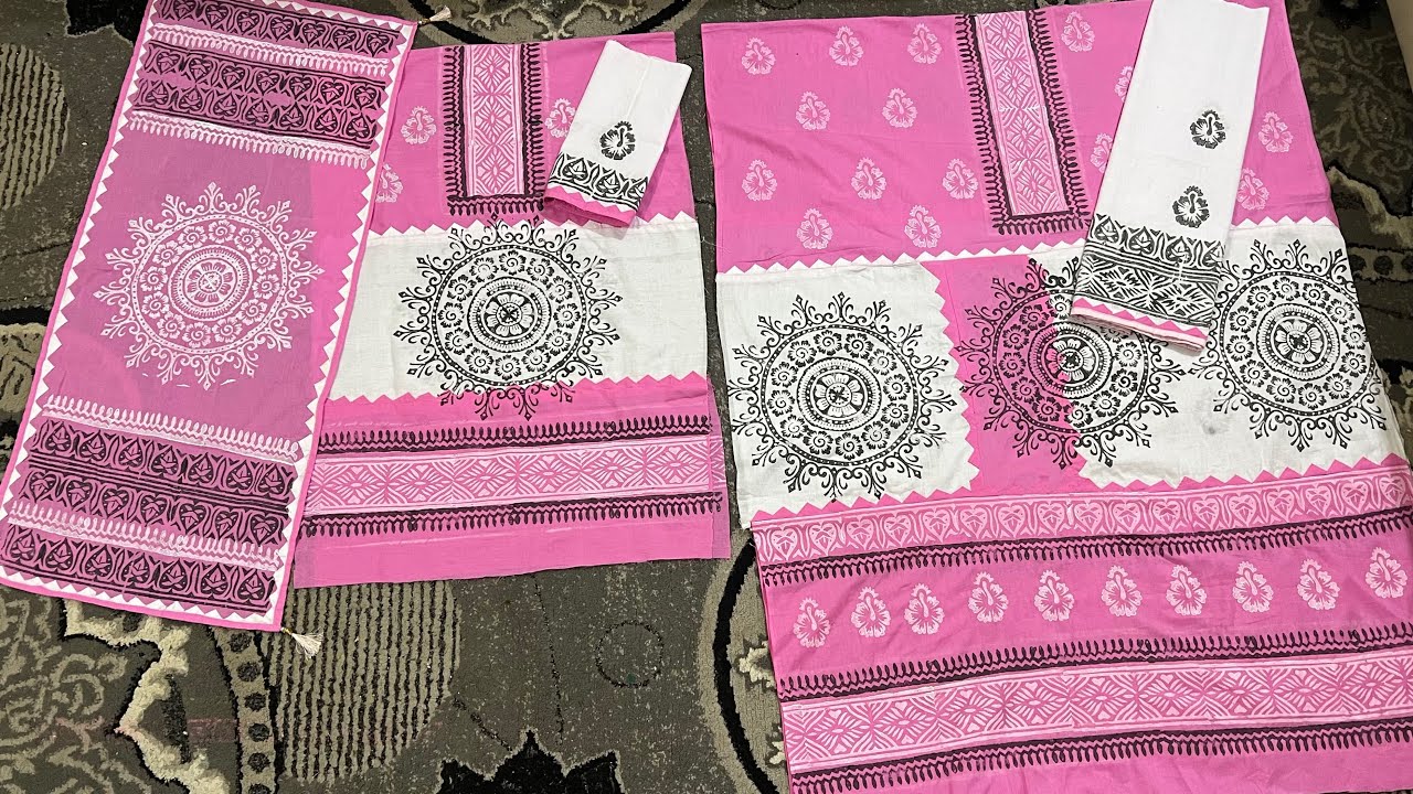 পুজার নতুন ফ্যামিলি কালেকশন ,নিউটেক্স এন্ড হোয়াইট পেষ্ট পদ্ধতিতে ব্লক এর কাজ।