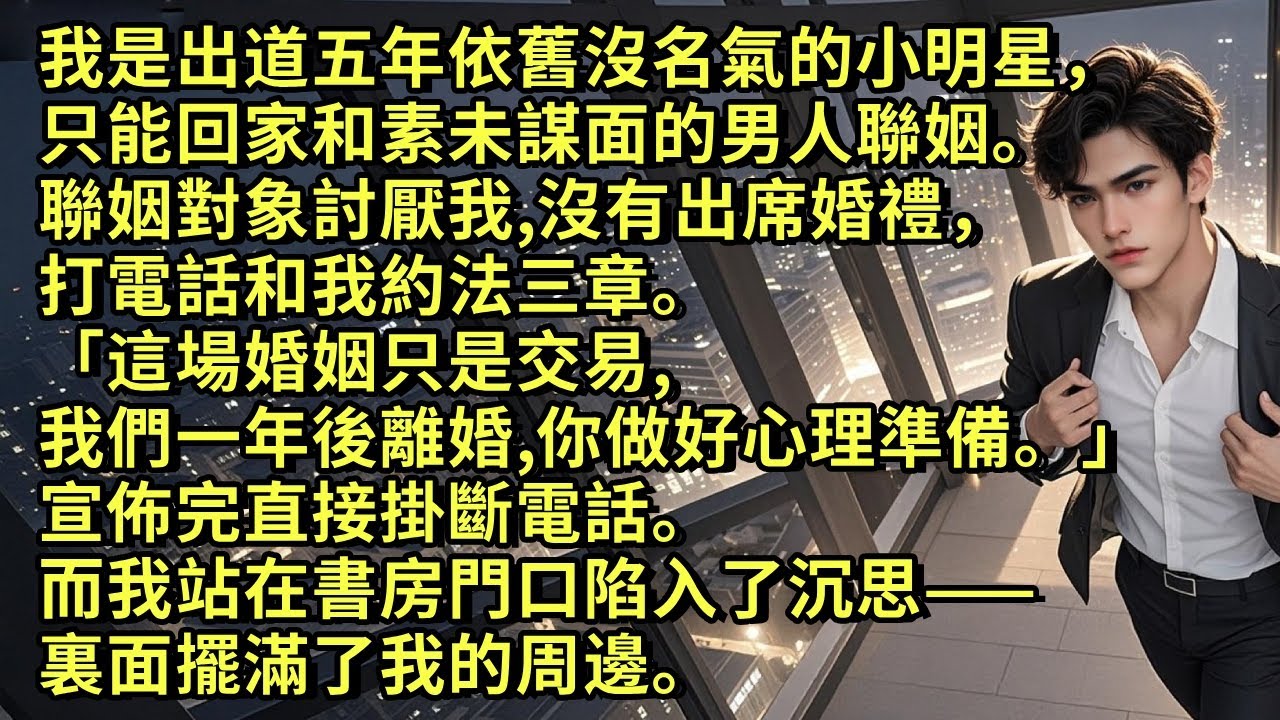 我是出道五年依舊沒名氣的小明星，只能回家和素未謀面的男人聯姻。聯姻對象討厭我，打電話和我約法三章「這場婚姻只是交易，我們一年後離婚。」宣佈完掛斷電話。而我站在書房門口陷入沉思——裏面擺滿了我的周邊。