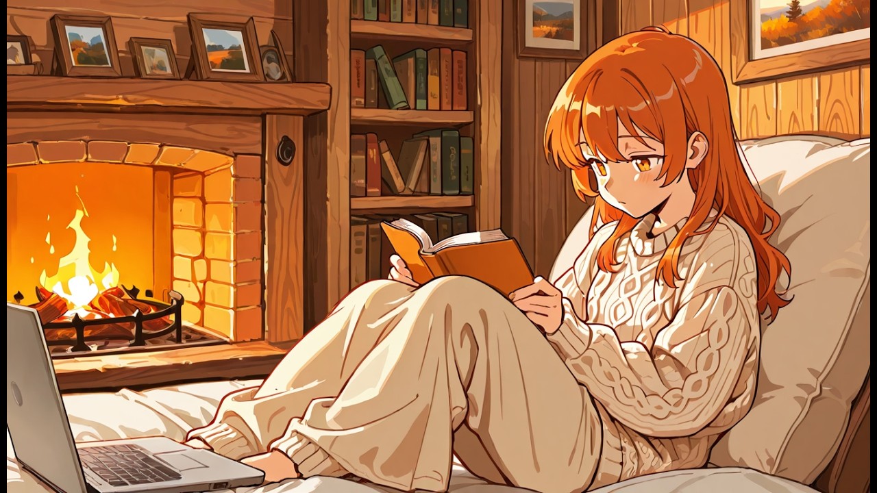 Cozy Reading by the Fireplace 🔥 soft lo-fi for calm focus