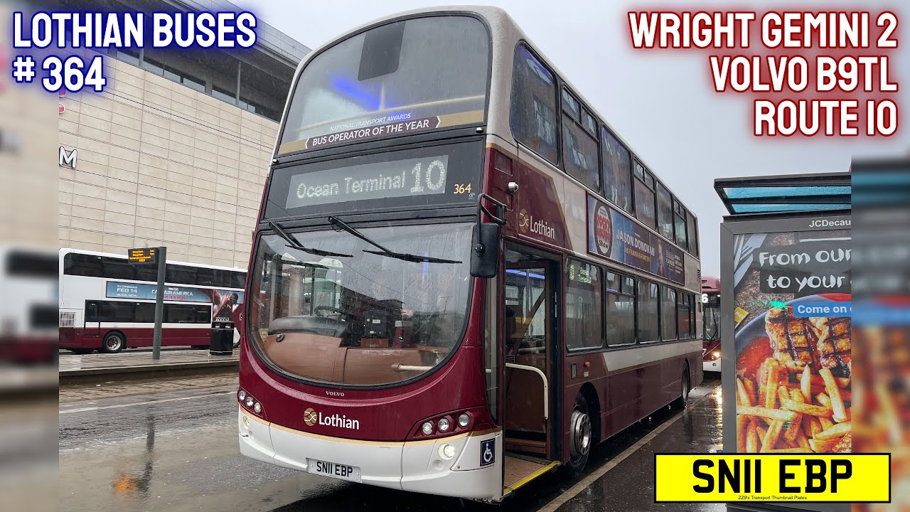 Very Nice! Lothian Volvo B9TL Wright Gemini 2 SN11 EBP (364) - Route 10 to Ocean Terminal