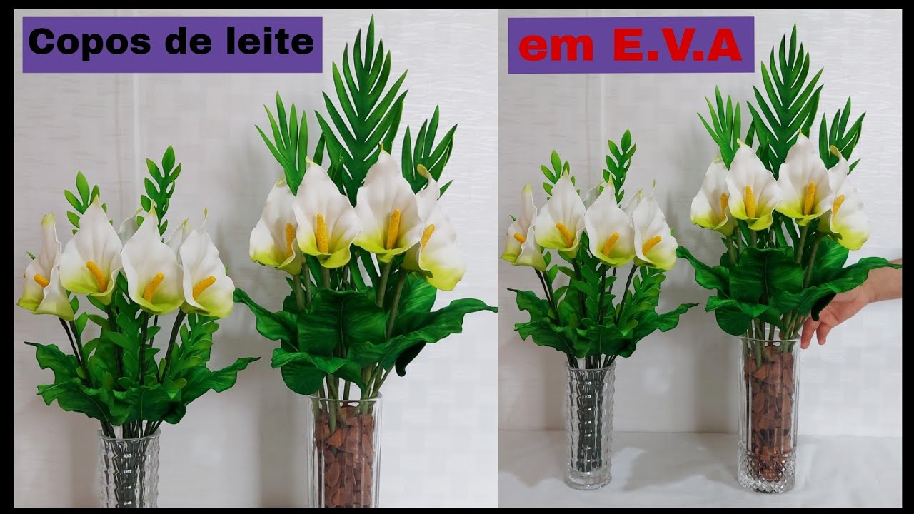 Arranjo de copos de leite em E.V.A