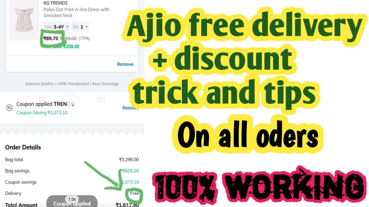 Ajio free delivery + discount | Ajio online shopping simple trick and tips | 100% working with proof