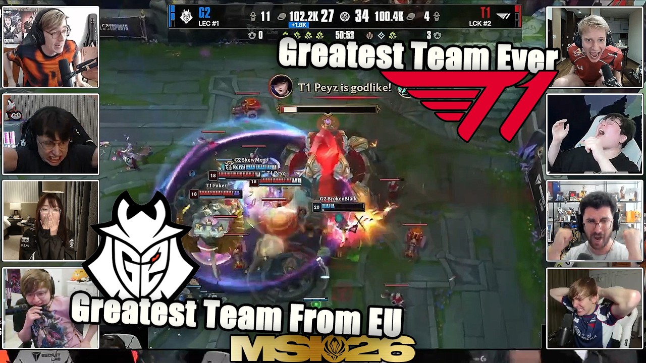 Streamers React to G2 Beating T1 After 7 Years! | G2 vs T1 Elimination Highlights | MSI 2026 Top 6