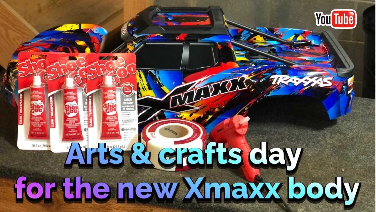 The new Xmaxx body Gets some shoe goo and drywall tape.