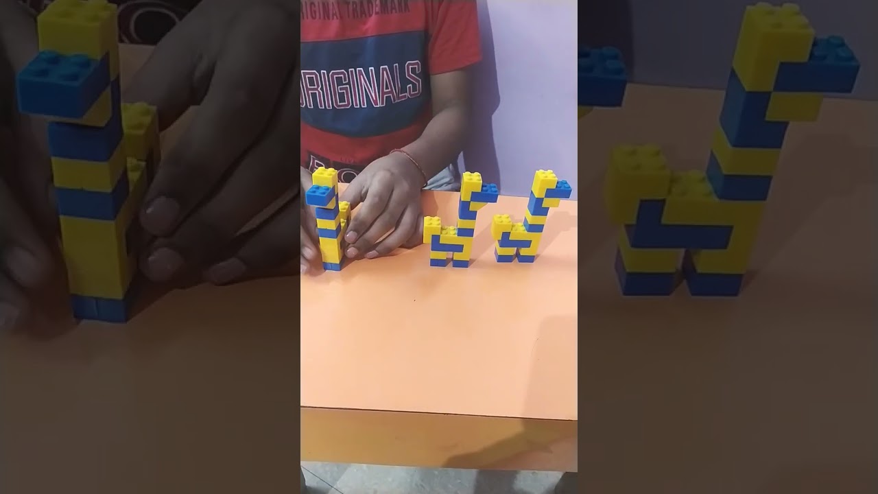 3 giraffe in 3d Lego shape 