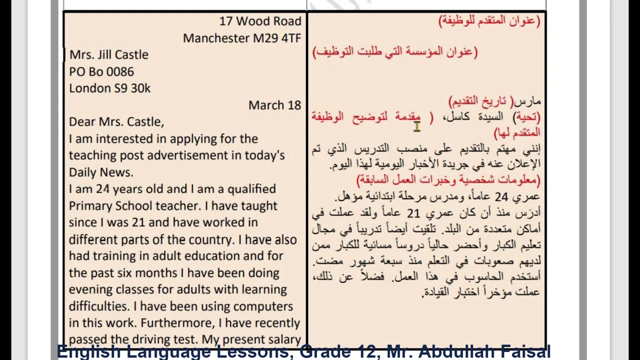 (3.8 Applying for a Job) شرح دروس اللغة الإنجليزية للصف الثالث الثانوي- اليمن