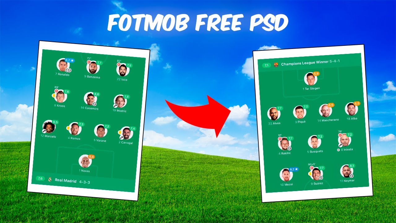 Free PSD 💥 | FotMob Design 🟢 | Tutorial (XI)
