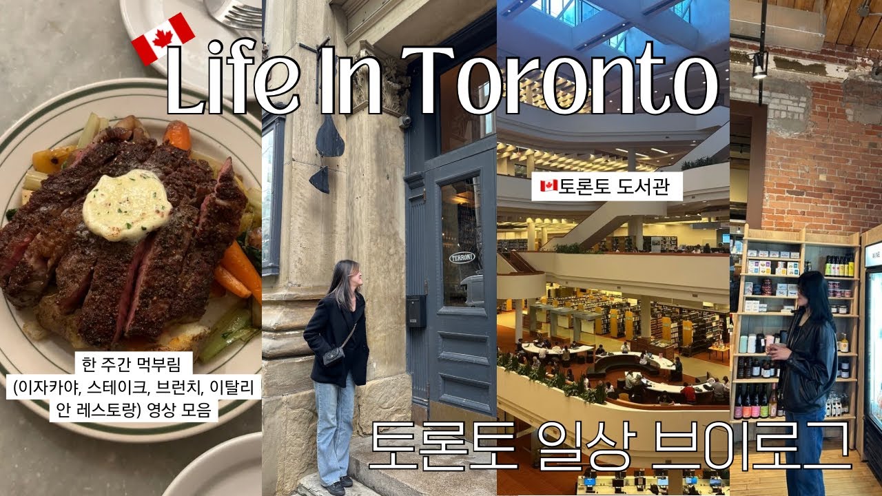 (ENG) Toronto Vlog🇨🇦 토론토 일상 브이로그, 염색지옥, 공항마중, 한 주간 먹부림 (분위기 좋은 토론토 이자카야, 스테이크, 브런치, 이탈리안 레스토랑) 영상 모음