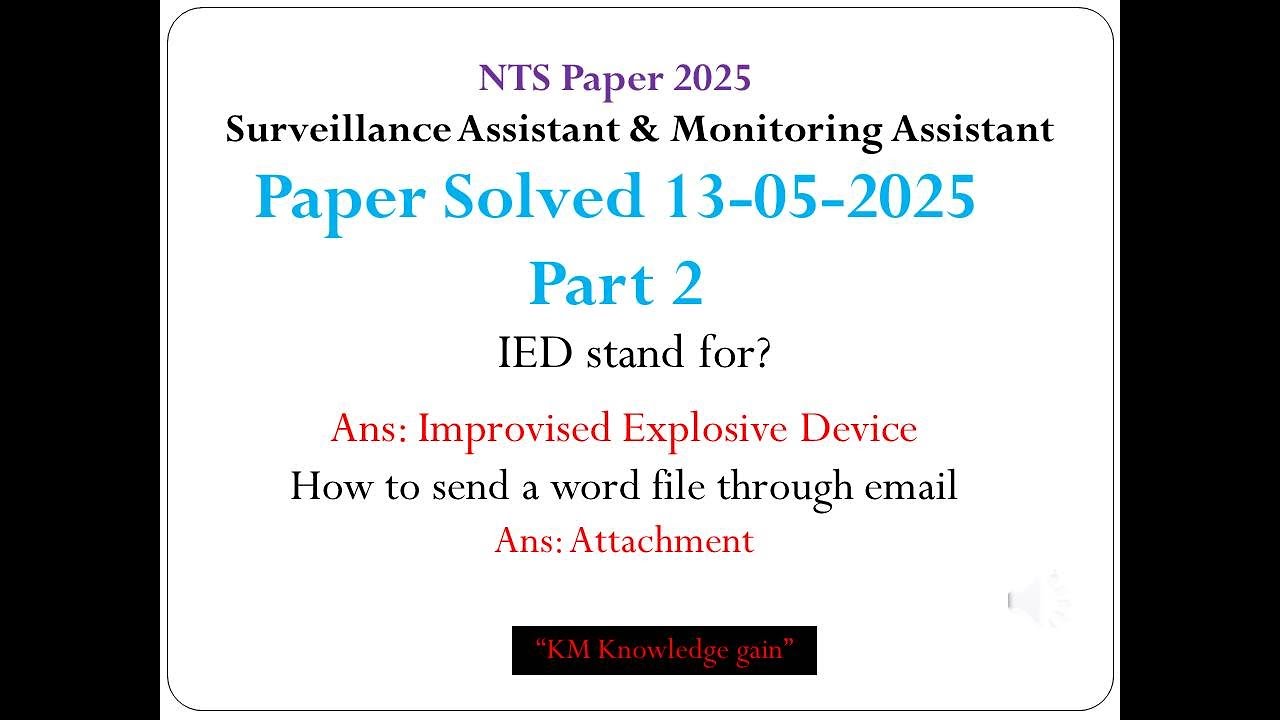 Surveillance Assistant Important MCQs – Part 2 | Missed Questions Covered | NTS 2025 Preparation